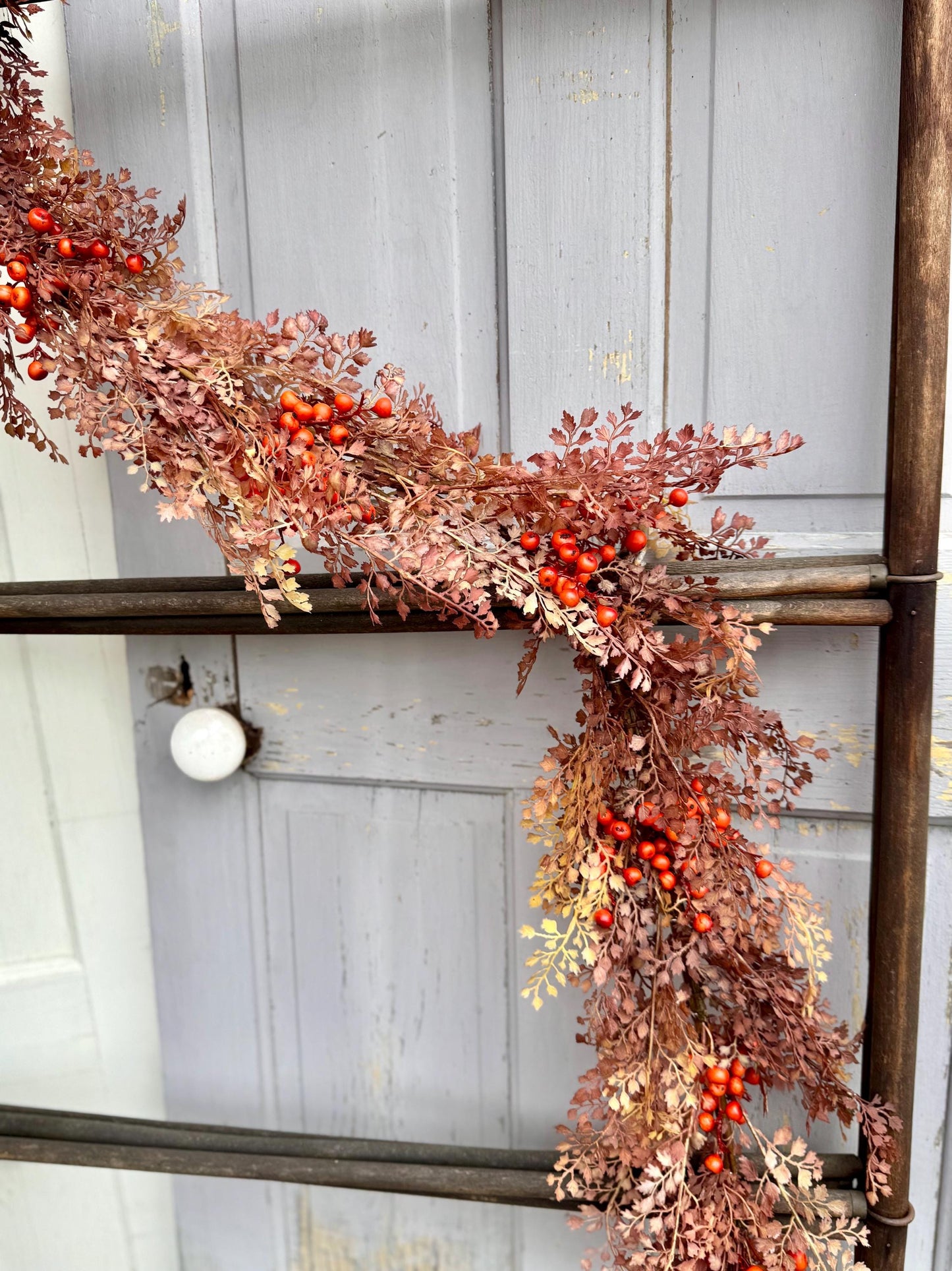NEW 2025! Boho Fall Garland, Fall Tan Garland for Mantle, Boho Harvest Decor, Fireplace Decor, Fall Leaves and Berries Garland