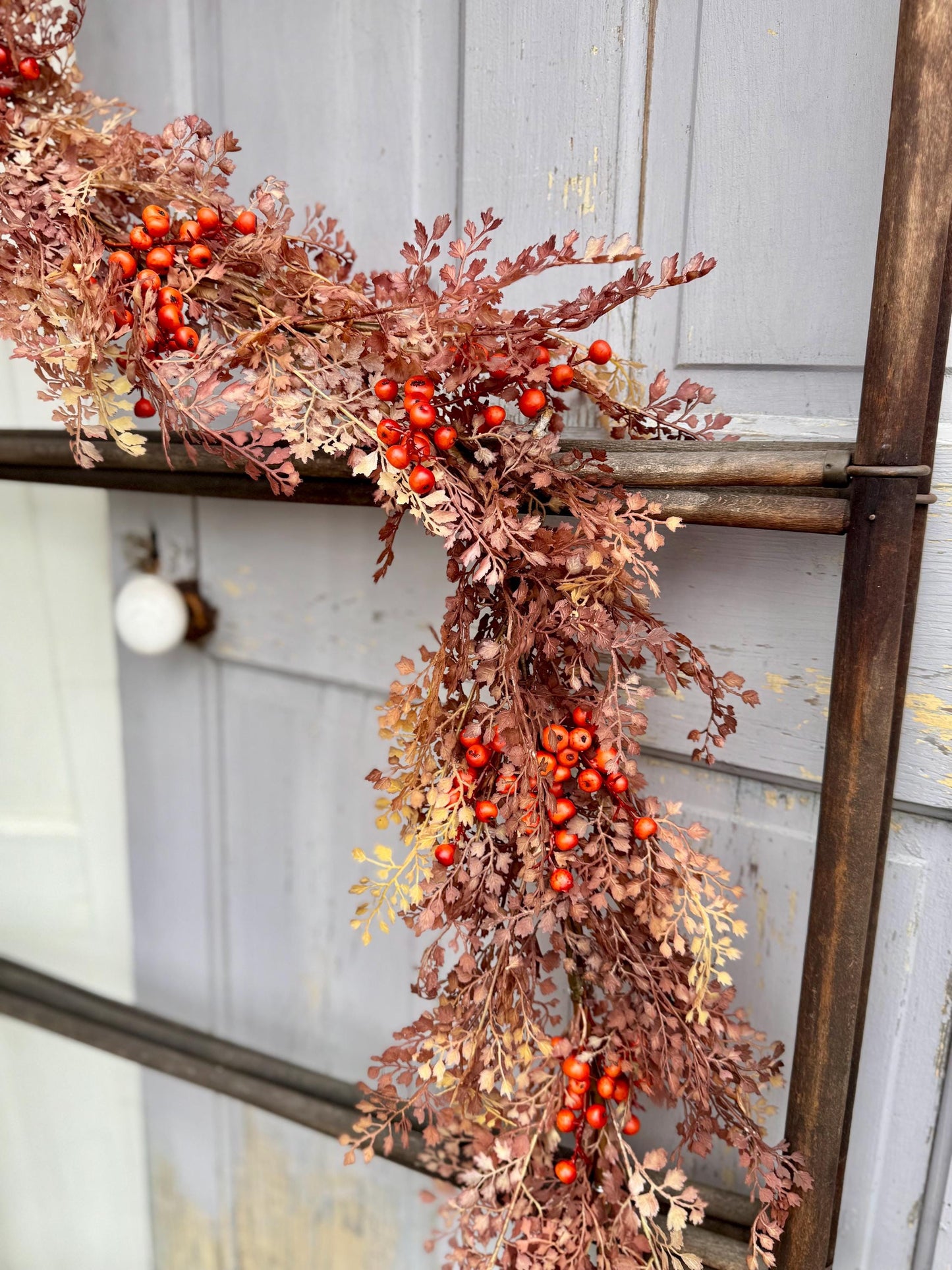 NEW 2025! Boho Fall Garland, Fall Tan Garland for Mantle, Boho Harvest Decor, Fireplace Decor, Fall Leaves and Berries Garland