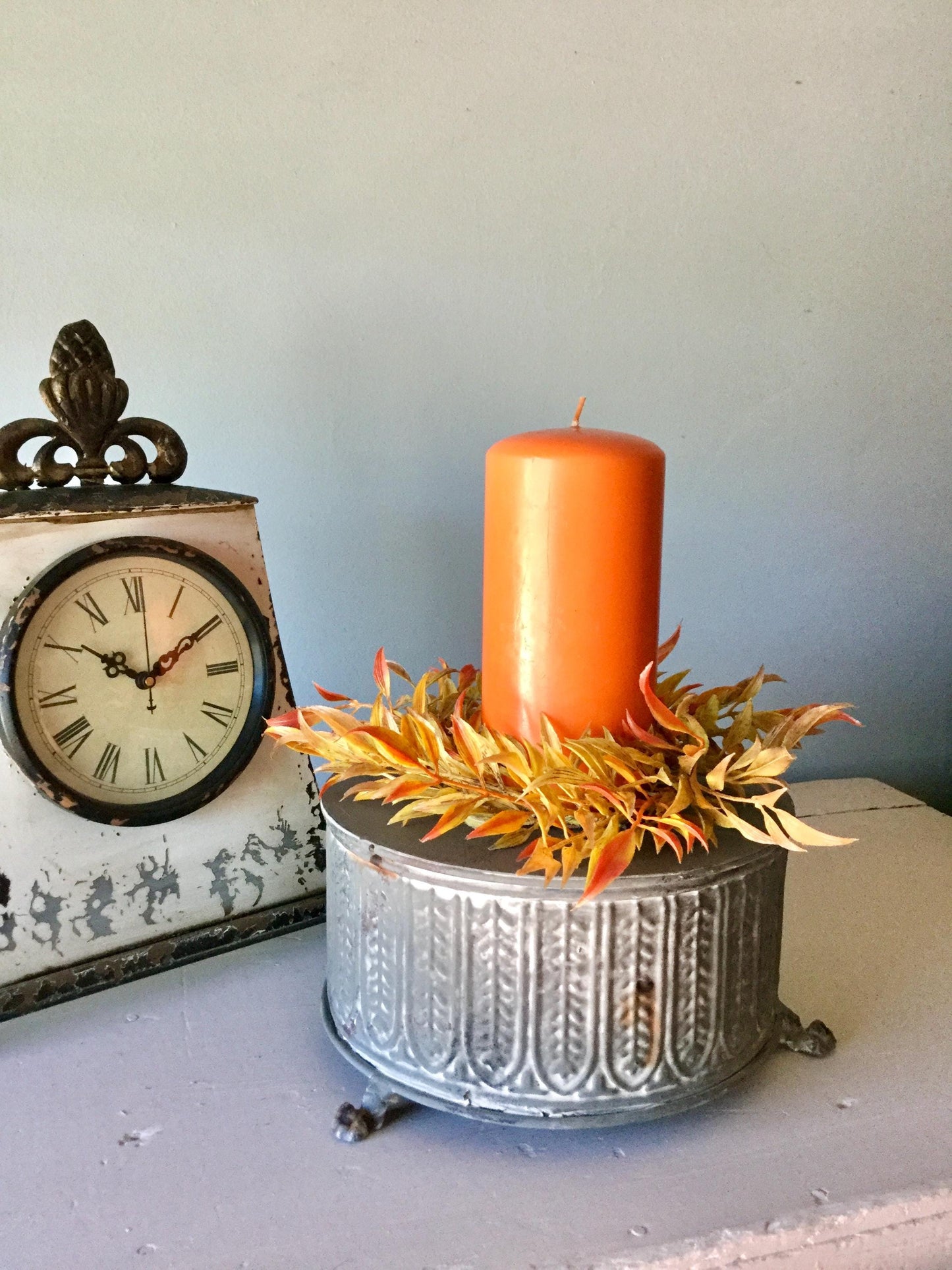 Fall Candle Wreath Ring, Farmhouse Decor, Harvest Table, Apartment Door Decor, Thanksgiving Table Decor, Kitchen Cabinet Wreath