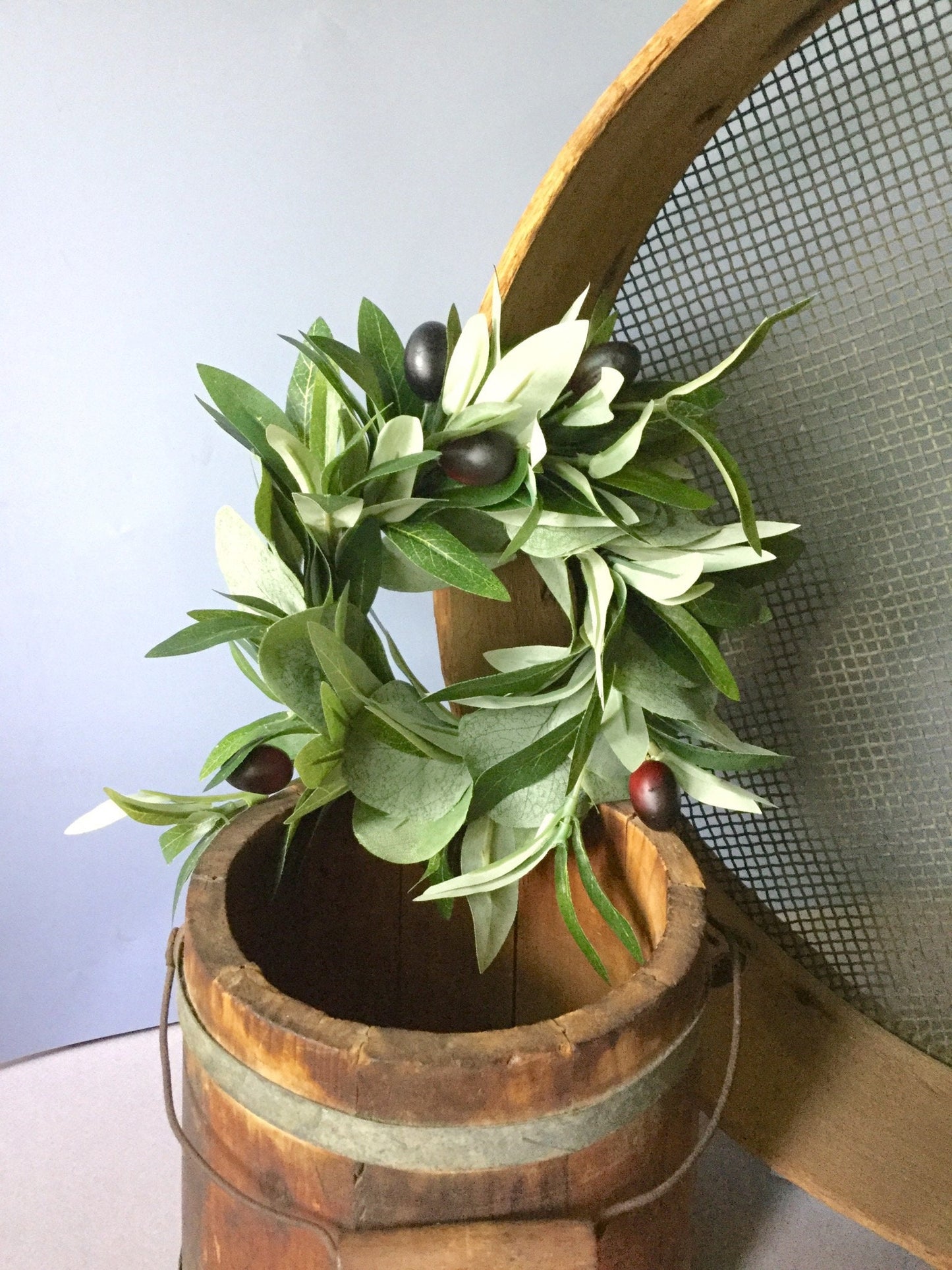 Olive Leaf Wreath, Olive Wedding Wreath, Farmhouse Olive Decor, Olive Candle Wreath, Olive Candle Ring, Olive Decor