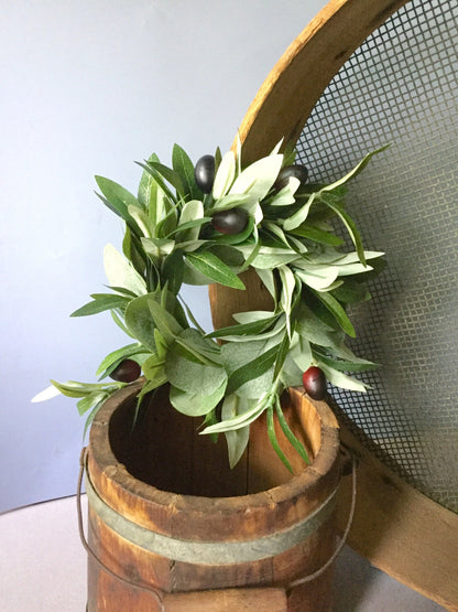 Olive Leaf Wreath, Olive Wedding Wreath, Farmhouse Olive Decor, Olive Candle Wreath, Olive Candle Ring, Olive Decor