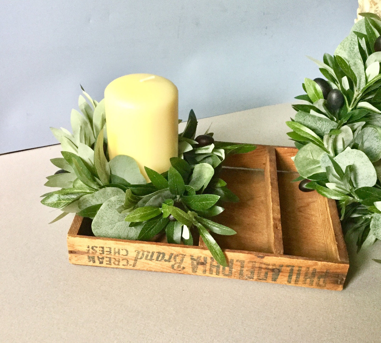 Olive Leaf Wreath, Olive Wedding Wreath, Farmhouse Olive Decor, Olive Candle Wreath, Olive Candle Ring, Olive Decor