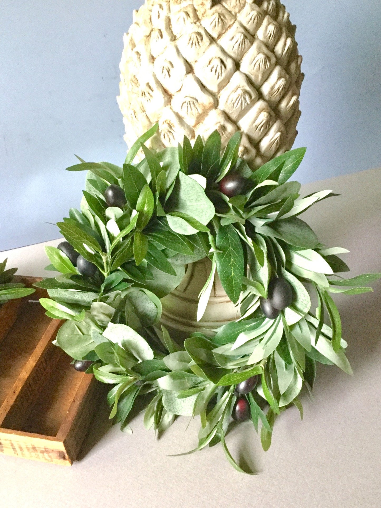 Olive Leaf Wreath, Olive Wedding Wreath, Farmhouse Olive Decor, Olive Candle Wreath, Olive Candle Ring, Olive Decor