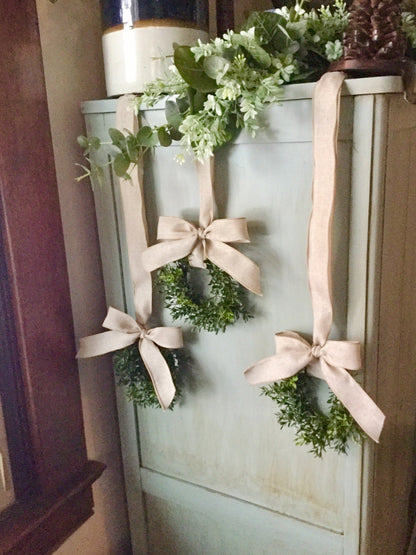 Boxwood Wreath with Bow, Farmhouse Boxwood Wreath, Artificial Boxwood Wreath, Boxwood Ring, Wreath Decor, Boxwood Decor