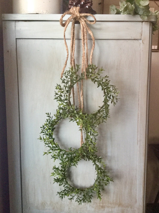 3 Pack Mini Boxwood Wreath, Candle Ring Wreath, Artificial Boxwood Wreath, Boxwood Decor