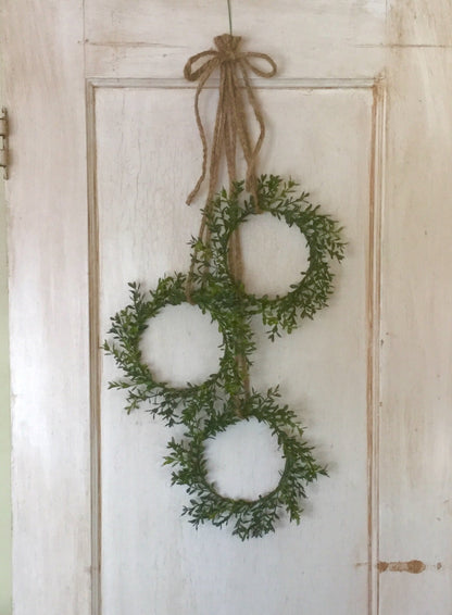 3 Pack Mini Boxwood Wreath, Candle Ring Wreath, Artificial Boxwood Wreath, Boxwood Decor