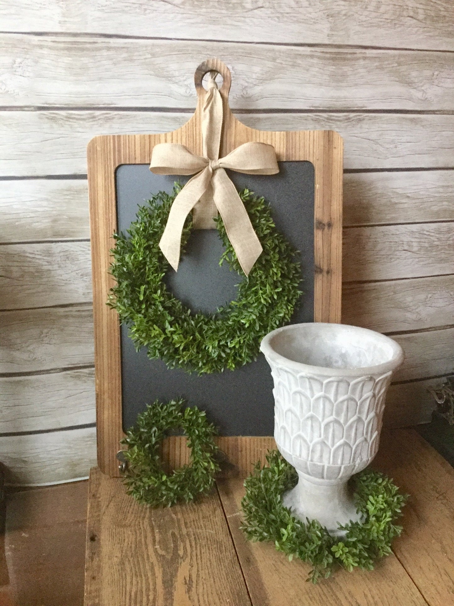 Boxwood Wreath, Boxwood Candle Wreath, Mini Wreath, Farmhouse Wreath, Window Wreath, kitchen Cabinet Decor