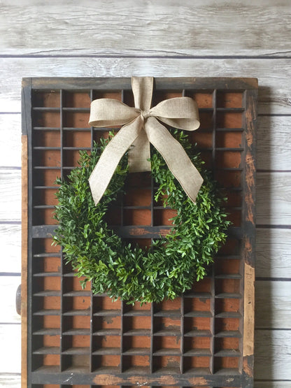 Artificial Boxwood Wreath, Boxwood Wreath with Bow, Window Wreath