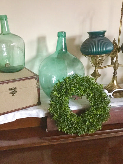 Boxwood Wreath, Boxwood Candle Wreath, Mini Wreath, Farmhouse Wreath, Window Wreath, kitchen Cabinet Decor