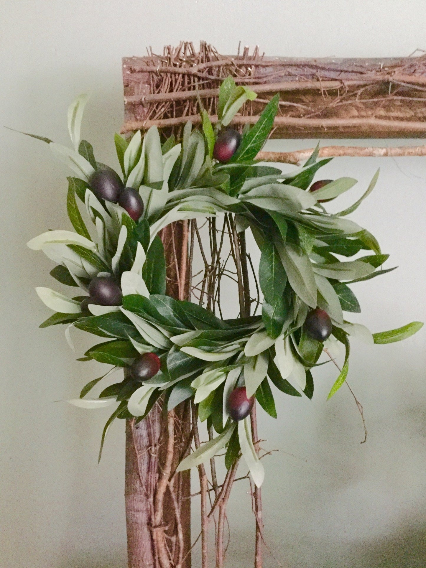 Olive Leaf Wreath, Olive Branch Wreath, Olive Home Decor, Olive Wedding Wreath, Faux Olive Wreath
