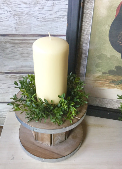 Set of 2 Boxwood Candle Wreath, Boxwood Wreath, Farmhouse Candle Wreath, Window Wreath