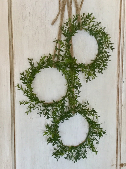 3 Pack Mini Boxwood Wreath, Candle Ring Wreath, Artificial Boxwood Wreath, Boxwood Decor