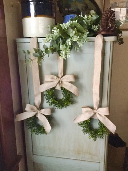 Boxwood Wreath, Boxwood Candle Wreath, Mini Wreath, Farmhouse Wreath, Window Wreath, kitchen Cabinet Decor