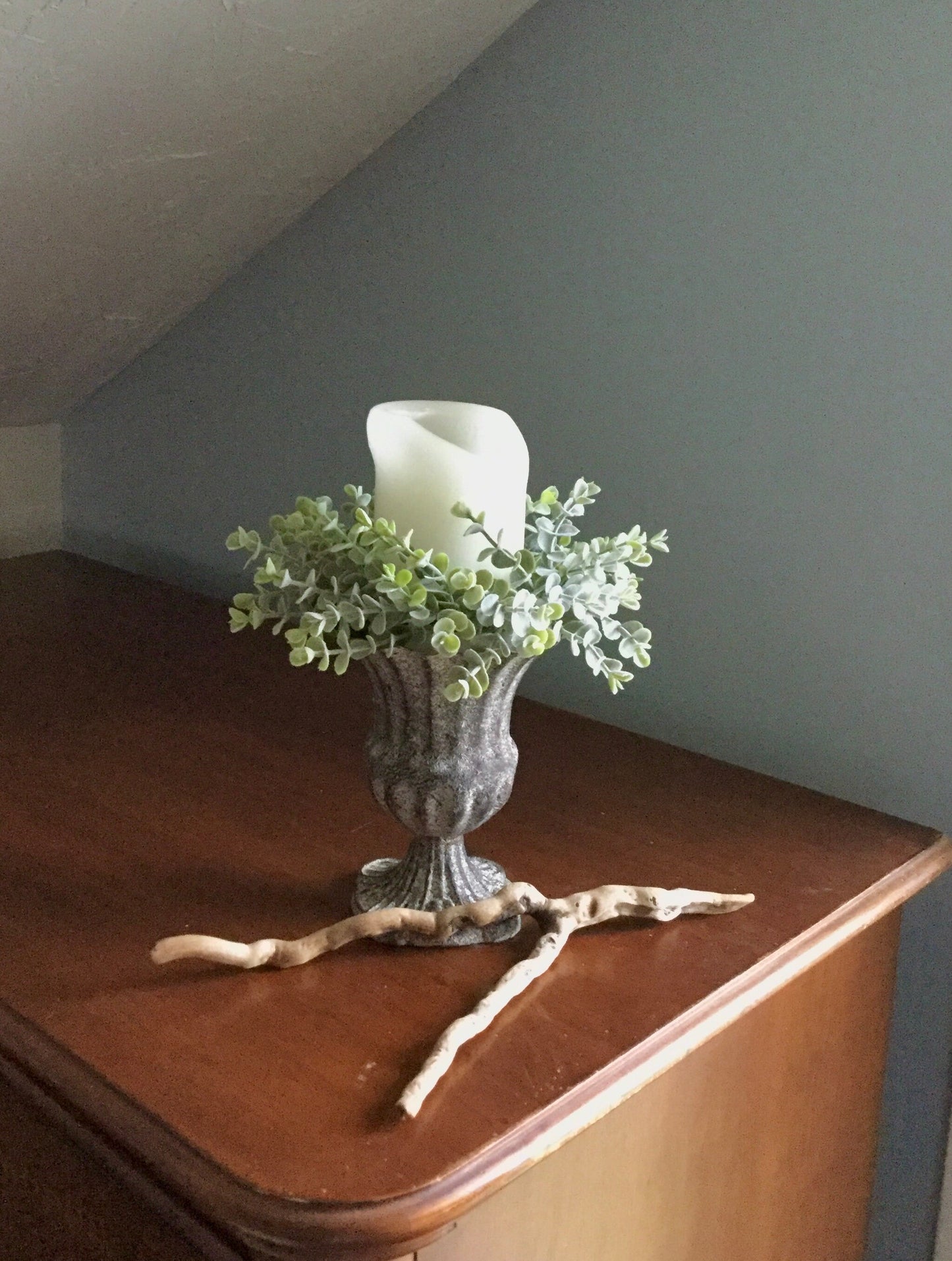 Set of 2 - Dusty Green Eucalyptus Wreath | Farmhouse Eucalyptus Wreath | Eucalyptus Candle Ring
