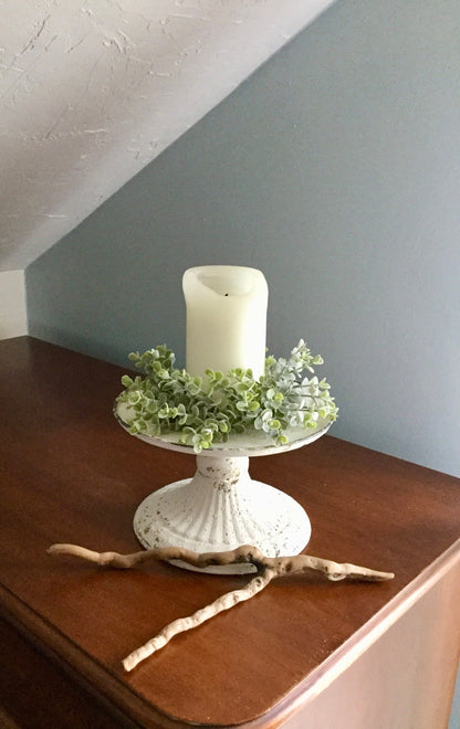 Set of 2 Dusty Green Eucalyptus Wreath | Farmhouse Eucalyptus Wreath | Eucalyptus Candle Ring