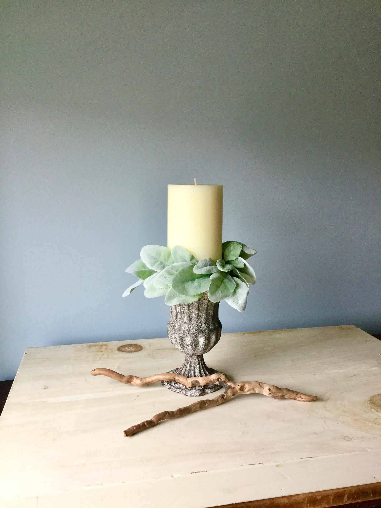 Set of 2 - Mini Wreath, Eucalyptus Candle Wreath, Farmhouse Wreath, Lambs Ear Wreath, Mini Farmhouse Wreath