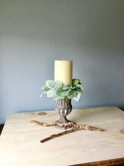 Set of 2 - Mini Wreath, Eucalyptus Candle Wreath, Farmhouse Wreath, Lambs Ear Wreath, Mini Farmhouse Wreath