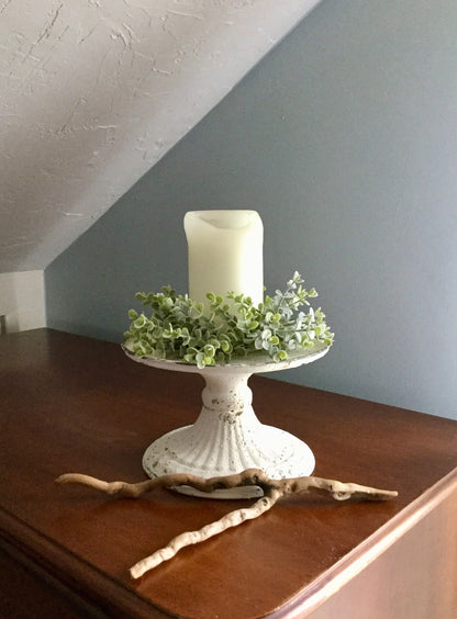 Set of 2 - Dusty Green Eucalyptus Wreath | Farmhouse Eucalyptus Wreath | Eucalyptus Candle Ring