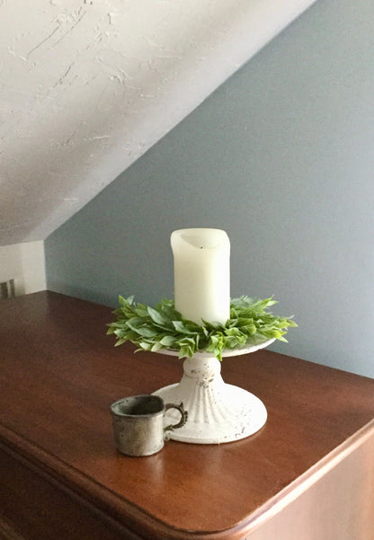 Set of 2 - Mini Wreath, Eucalyptus Candle Wreath, Farmhouse Wreath, Lambs Ear Wreath, Mini Farmhouse Wreath