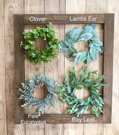 Set of 2 - Mini Wreath, Eucalyptus Candle Wreath, Farmhouse Wreath, Lambs Ear Wreath, Mini Farmhouse Wreath