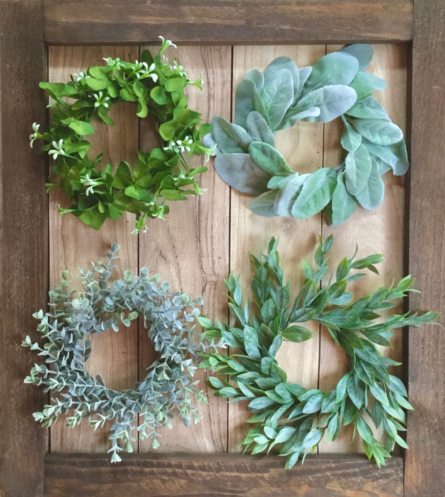 Set of 2 - Mini Wreath, Eucalyptus Candle Wreath, Farmhouse Wreath, Lambs Ear Wreath, Mini Farmhouse Wreath