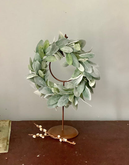 Lambs Ear Wreath, Wedding Decor, Kitchen Cabinet Decor, Greenery Wreath, Mini Window Wreath, Farmhouse Decor