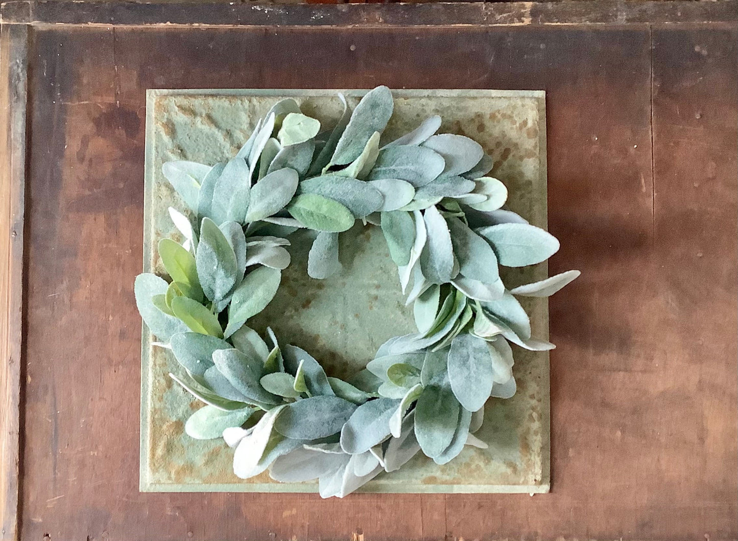 Lambs Ear Wreath, Wedding Decor, Kitchen Cabinet Decor, Greenery Wreath, Mini Window Wreath, Farmhouse Decor