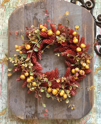 Fall Hops Candle Wreath, Faux Wheat Wreath, Farmhouse Accent, Harvest Decor, Candle Ring, Thanksgiving Table