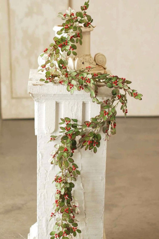 Christmas Holly Berry Garland | Christmas Holly Garland | Red and Green Garland | Christmas Mantle Garland