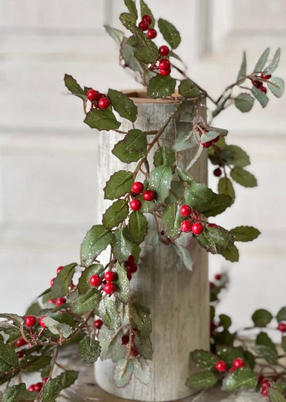 Christmas Holly Berry Garland | Christmas Holly Garland | Red and Green Garland | Christmas Mantle Garland
