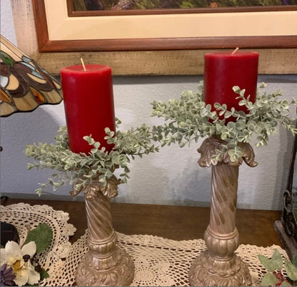 Set of 2 - Mini Wreath, Eucalyptus Candle Wreath, Farmhouse Wreath, Lambs Ear Wreath, Mini Farmhouse Wreath