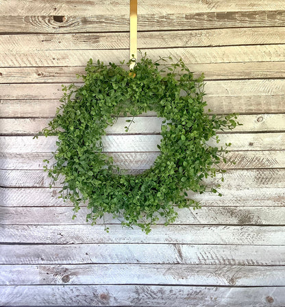 XL 22” Green Leaf Candle Wreath, Bog Pimpernel Wreath, Spring Wreath, Artificial Peppergrass Wreath, Laurel Wreath, Greenery Wreath
