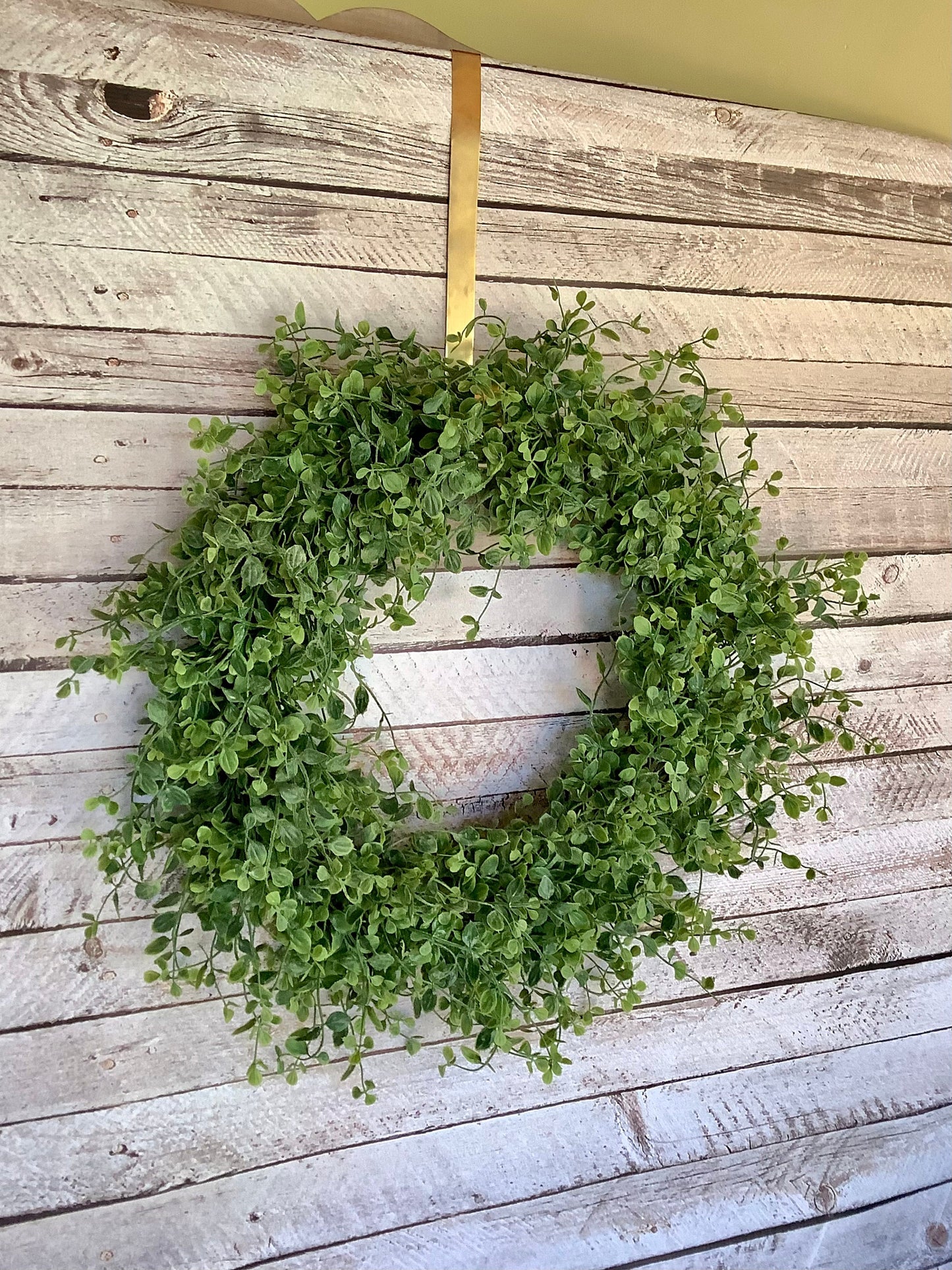 XL 22” Green Leaf Candle Wreath, Bog Pimpernel Wreath, Spring Wreath, Artificial Peppergrass Wreath, Laurel Wreath, Greenery Wreath
