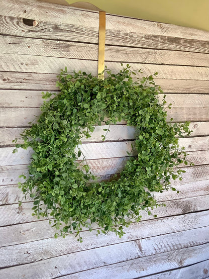 XL 22” Green Leaf Candle Wreath, Bog Pimpernel Wreath, Spring Wreath, Artificial Peppergrass Wreath, Laurel Wreath, Greenery Wreath