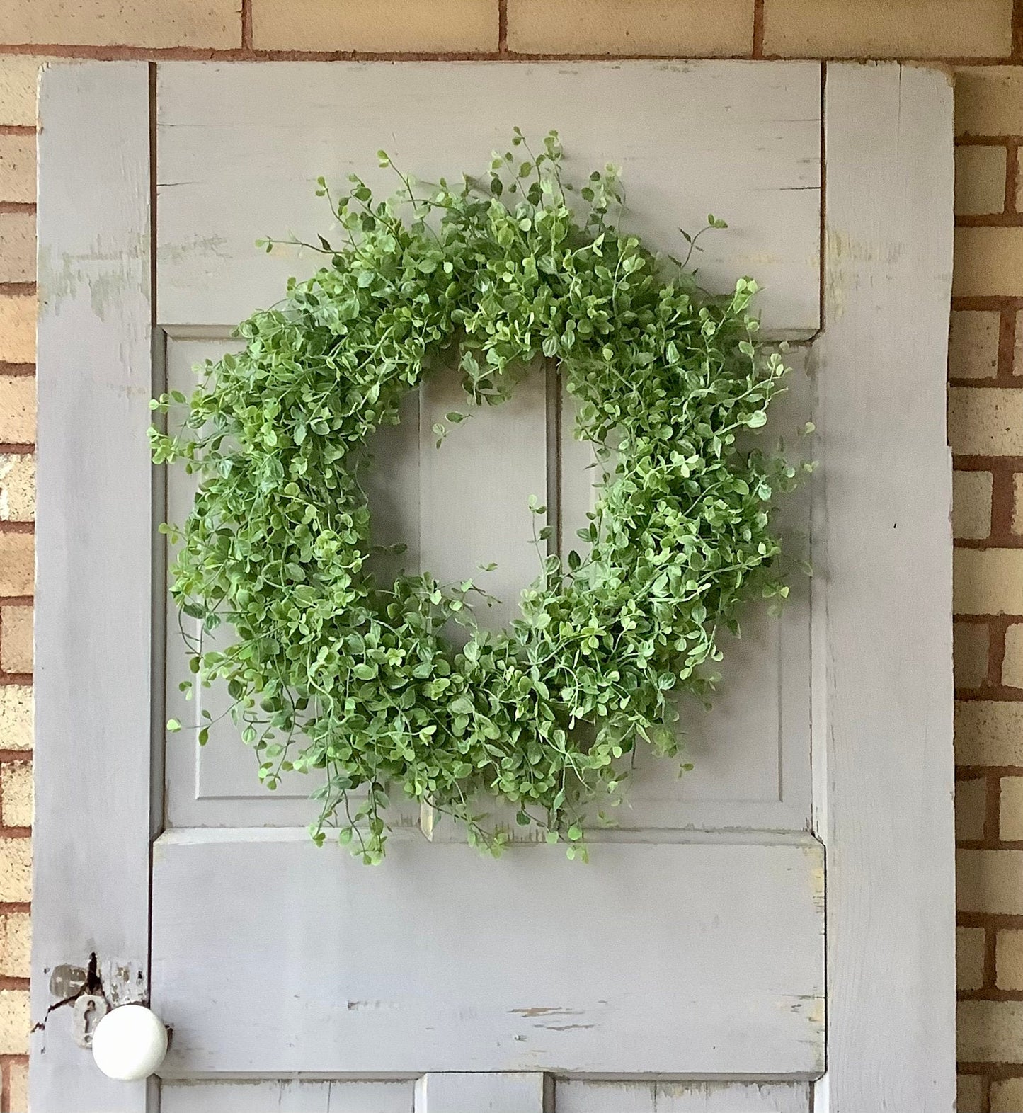XL 22” Green Leaf Candle Wreath, Bog Pimpernel Wreath, Spring Wreath, Artificial Peppergrass Wreath, Laurel Wreath, Greenery Wreath