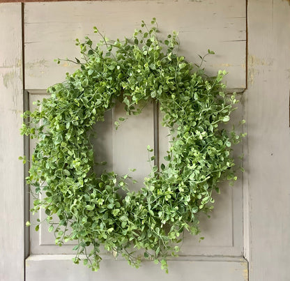 XL 22” Green Leaf Candle Wreath, Bog Pimpernel Wreath, Spring Wreath, Artificial Peppergrass Wreath, Laurel Wreath, Greenery Wreath