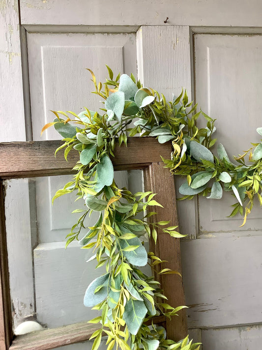 Lambs Ear Garland, Eucalyptus Garland for Mantle, Spring Garland, Summer Garland, Wedding Decor, Greenery Garland