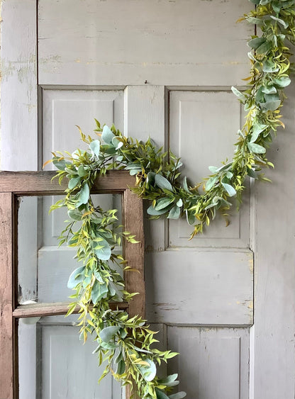 Lambs Ear Garland, Eucalyptus Garland for Mantle, Spring Garland, Summer Garland, Wedding Decor, Greenery Garland