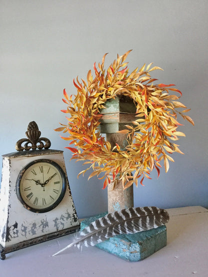 Fall Candle Wreath Ring, Farmhouse Decor, Harvest Table, Apartment Door Decor, Thanksgiving Table Decor, Kitchen Cabinet Wreath