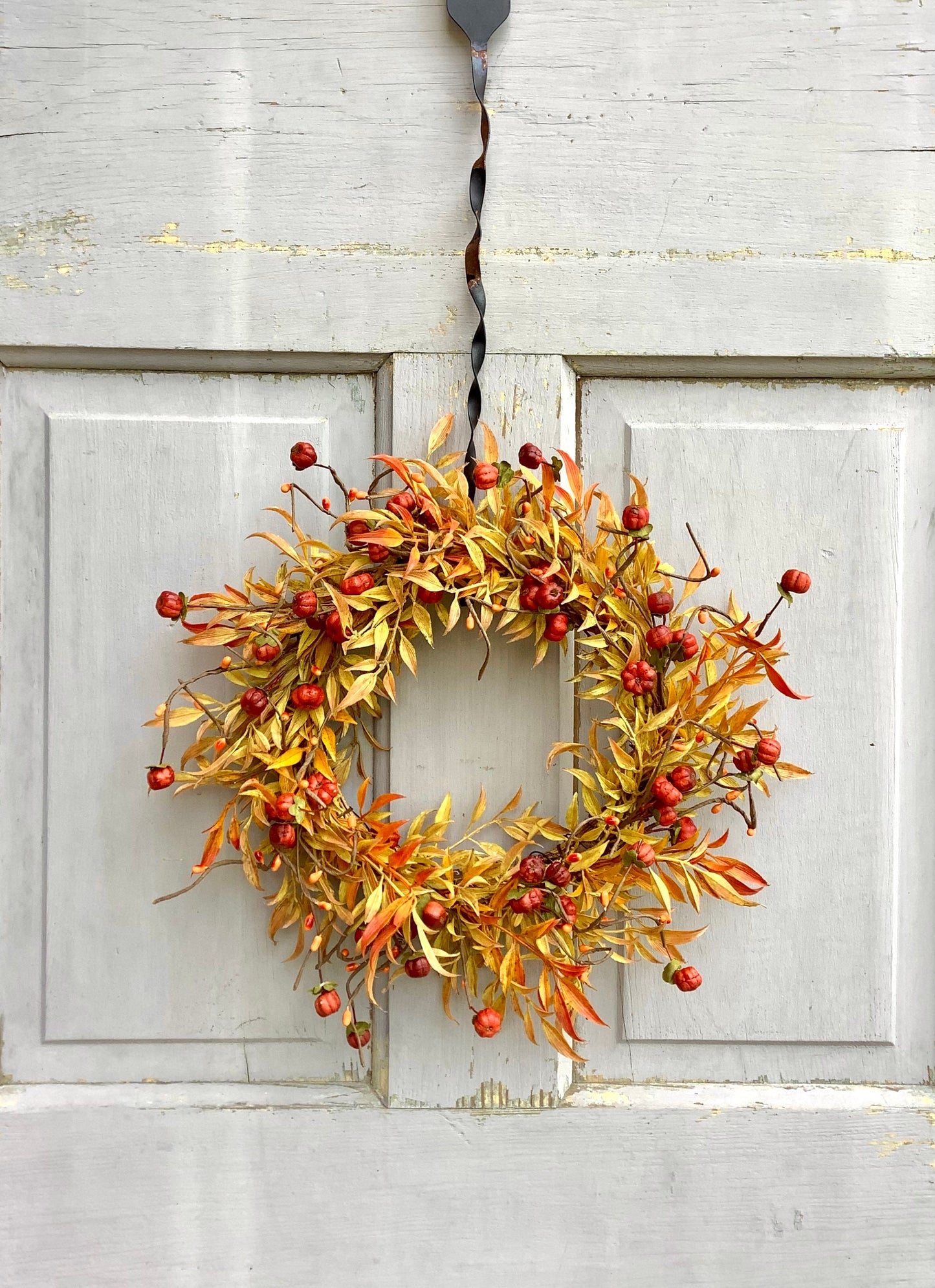 Pumpkin Berry Candle Wreath Ring, Pumpkin Decor, Harvest Table, Fall Centerpiece, Thanksgiving Table Decor