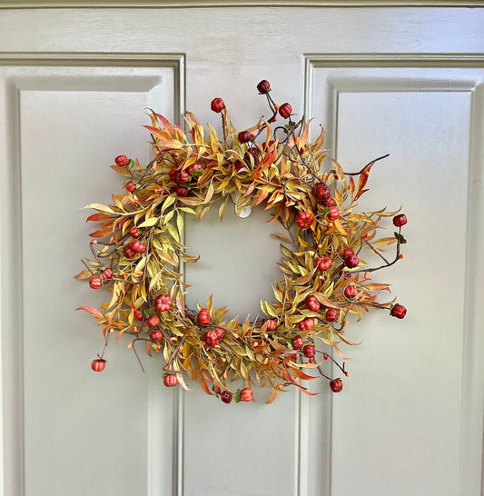 Pumpkin Berry Candle Wreath Ring, Pumpkin Decor, Harvest Table, Fall Centerpiece, Thanksgiving Table Decor