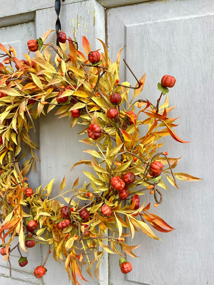 Pumpkin Berry Candle Wreath Ring, Pumpkin Decor, Harvest Table, Fall Centerpiece, Thanksgiving Table Decor