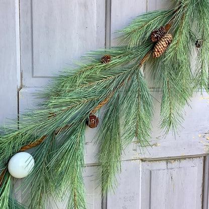 9’ Christmas Garland, Rope Garland, Long Needle Pine Garland for Mantle, Pine Garland, Fireplace Decor, Cedar Garland