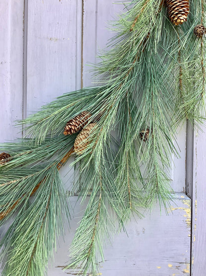 9’ Christmas Garland, Rope Garland, Long Needle Pine Garland for Mantle, Pine Garland, Fireplace Decor, Cedar Garland