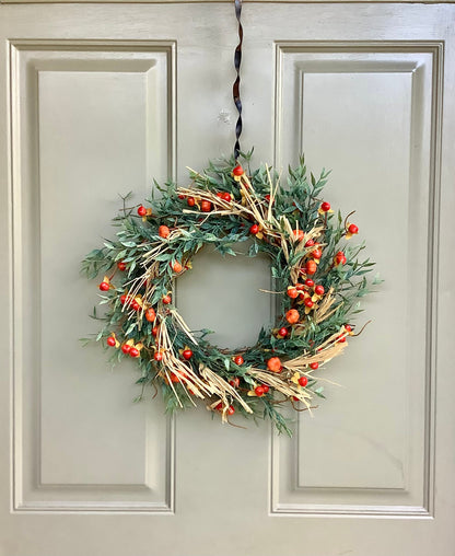 Fall Pumpkin Berry Wreath, Farmhouse Accent, Harvest Decor, Fall Candle Ring, Thanksgiving Table