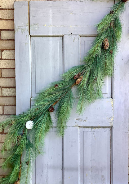 9’ Christmas Garland, Rope Garland, Long Needle Pine Garland for Mantle, Pine Garland, Fireplace Decor, Cedar Garland