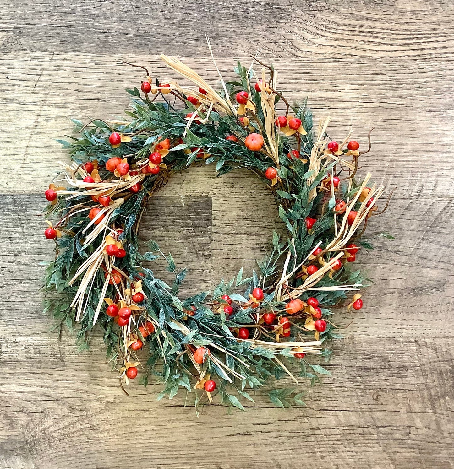 Fall Pumpkin Berry Wreath, Farmhouse Accent, Harvest Decor, Fall Candle Ring, Thanksgiving Table