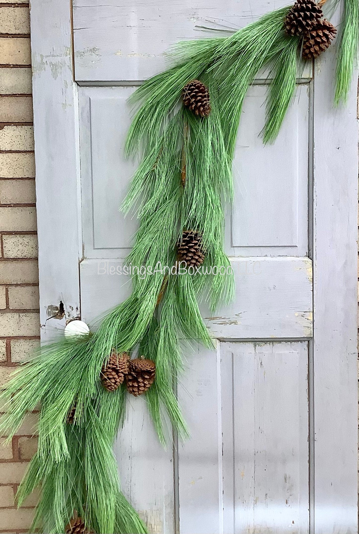 9’ Long Needle Pine Garland, Rope Garland, Christmas Garland for Mantle, Pine Garland, Fireplace Decor, Cedar Garland