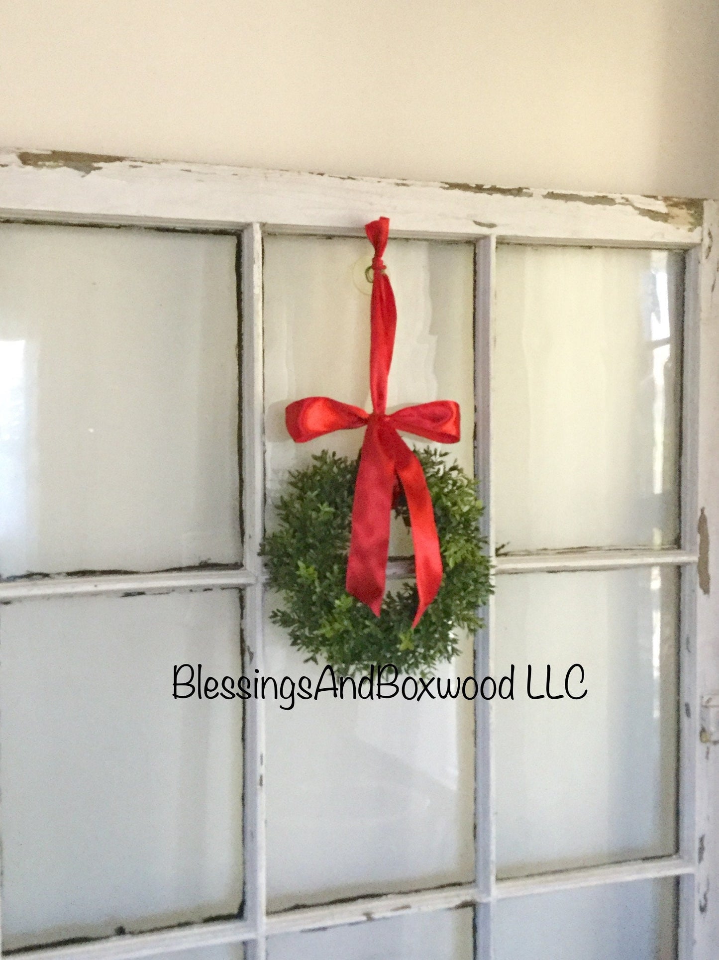 Christmas Boxwood Window Wreath, Christmas Boxwood Wreath, Christmas Window Wreath, Christmas Boxwood Wreath