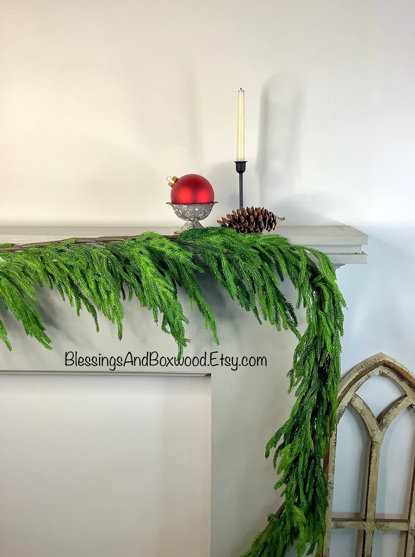 5’ Norfolk Pine Garland, Norfolk Garland, Real Touch Pine Garland, Pine Garland, Christmas Mantle Garland
